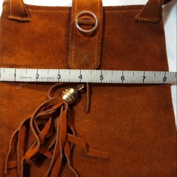 Vintage " 1970' s Brown Fringe Suede Shoulder Bag - Picture 5 of 12